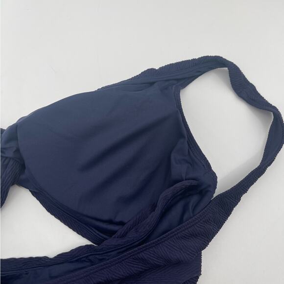ANNE COLE Twist Front Navy Swimsuit One Piece Textured Cut Out Swim NWT Size 12 - Picture 8 of 11